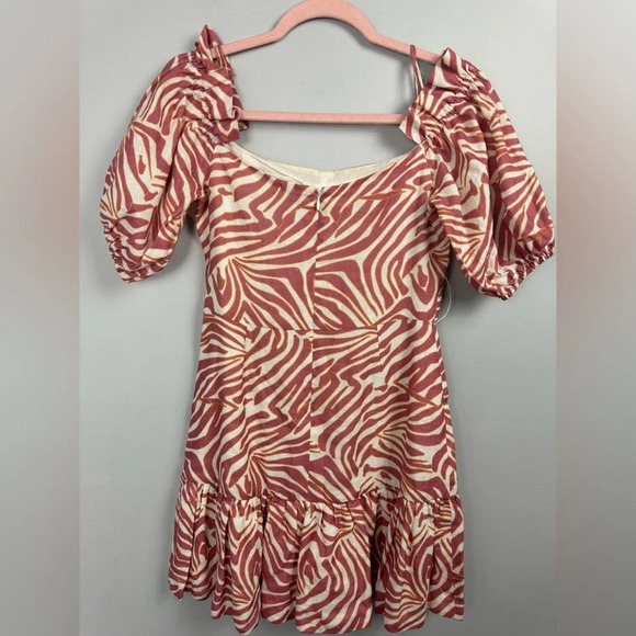 Karina Grimaldi Martha Cotton Blend Print Mini Dress in Sand Stone Zebra - Picture 5 of 7